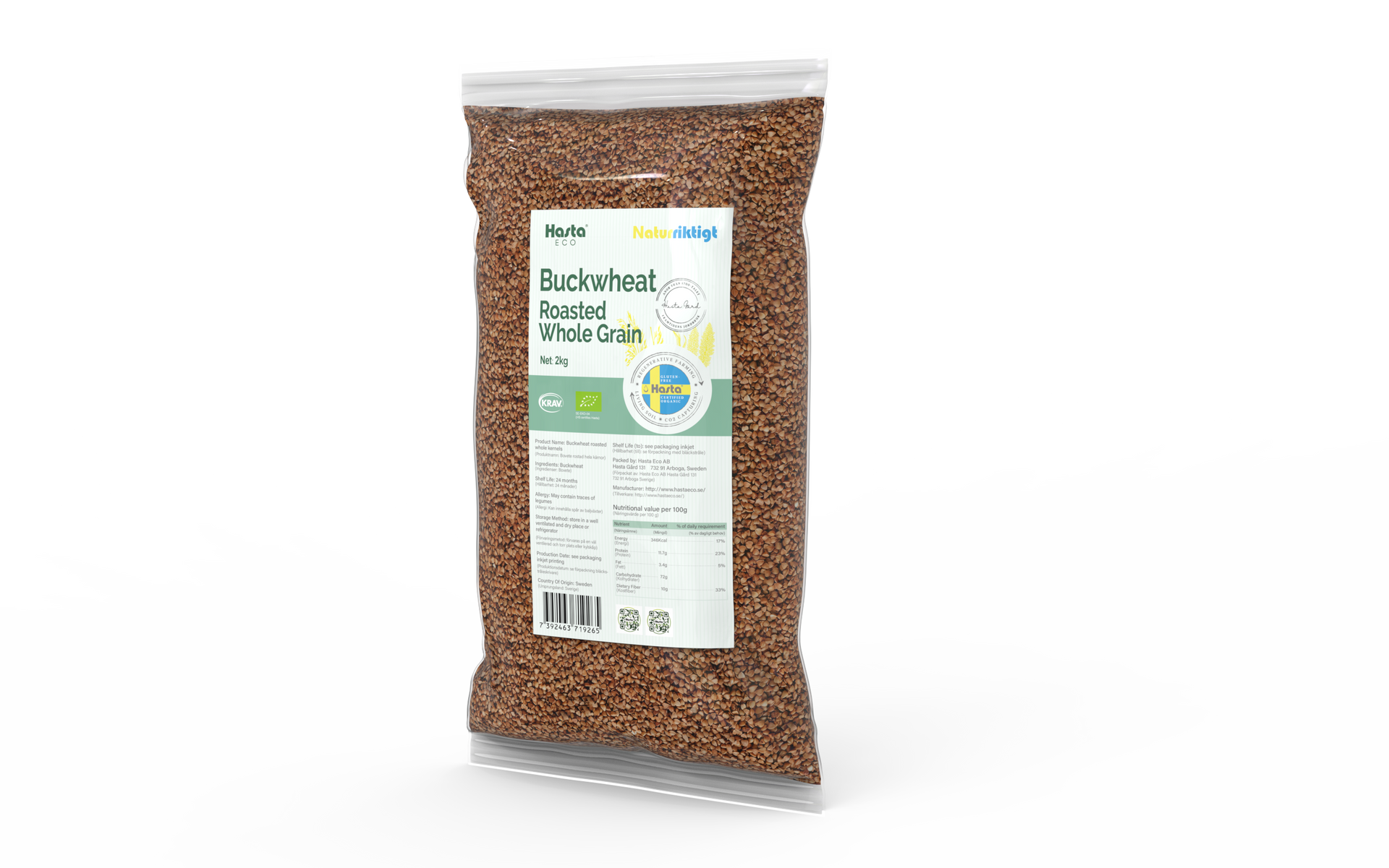 Bovete Ångade & Rostade Helkorn 2kg